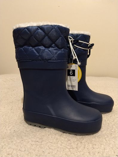 Navy Fur Lined Wellies, New With Tags