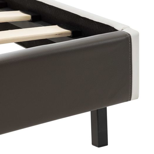 Bed Frame Grey and White Faux Leather 135x190 cm