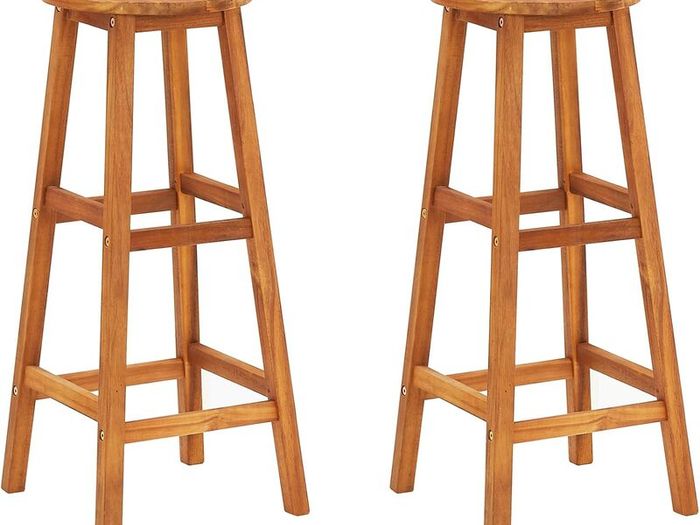 Set of 4 Solid Acacia Wood Bar Stools