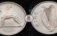 [#135] - Ireland 1962 | Irish 6p | Six Pence | Wolfhound | KM.13a | AU