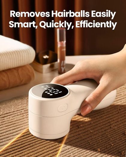 Fabric Shaver, Rechargeable Lint Remover Sweater Defuzzer, Intelligent Digital Display Lints Shaver Fuzzs Pills Bobbles Trimmer for Clothes and Furniture White