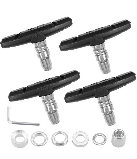 V-Brake Pad,V Bike Brake Pads,Bike Brake Pads Set for Bicycle with Hex Nuts and Spacers,Brake Blocks for Mountain Bike Set 70mm 1 PAIR (2 Pieces) 2 PAIRS (4 Pieces)