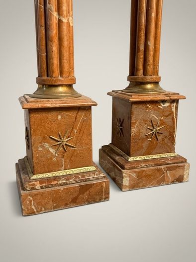 Pair of Neoclassical Style Veined Marble Columns
