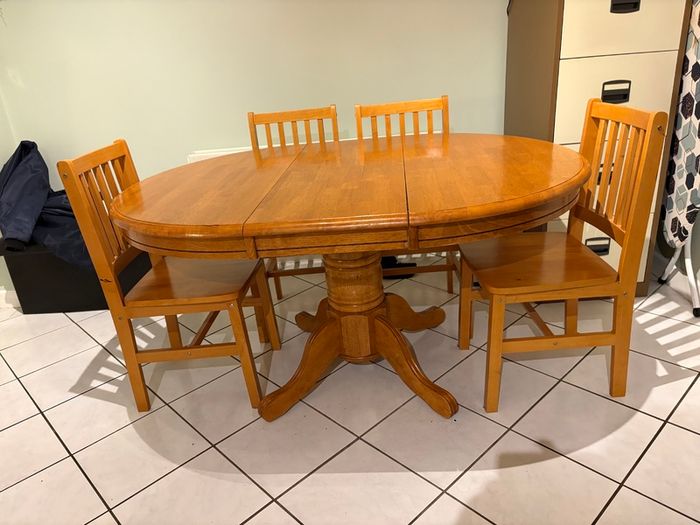 Pine table and 6 chairs