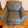 Teal upholstered armchairs Image 2