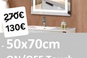 LED Bathroom Mirror Bright Cool Light Touch Switch Illuminated Makeup Cosmetic Vanity Ensuite