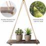Rustic Shelf 2 Pcs Wooden Floating Shelves with Rope 16.7 inch x 5.4 inch Image 5