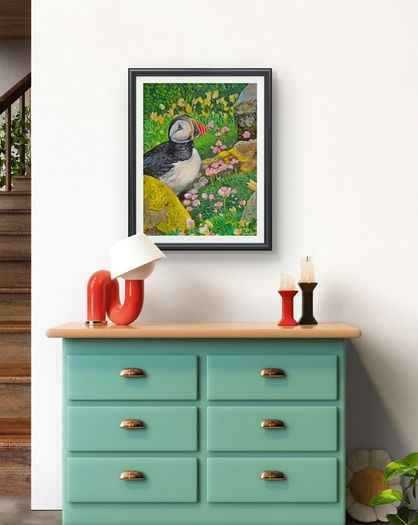 Puffin at Saltee Island'' | oil Painting | Framed
