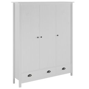 3-Door Wardrobe Hill Range White 127x50x170 cm Solid Pine Wood