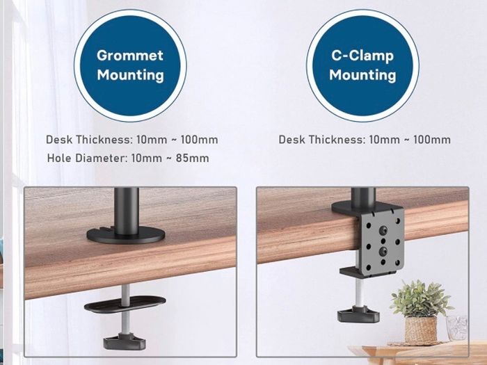 Dual Monitor Stand for 13-27 inch LCD LED PC Screens, Ergonomic Double Monitor Mount Stands for Desks, Height Adjustable Dual Monitor Arm Bracket