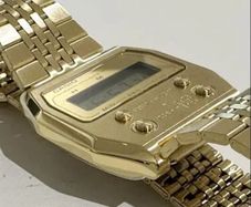 CASIO A1100GV-9JF PREMIUM Series full steel gold IP wristwatch New with tabs