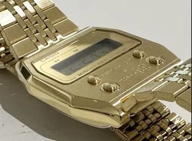 CASIO A1100GV-9JF PREMIUM Series full steel gold IP wristwatch New with tabs
