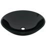 Bathroom Sink with Tap and Push Drain Black Tempered Glass Image 10