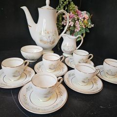 Vintage Arklow "SWANLAKE"  Coffee Set with Coffee Pot