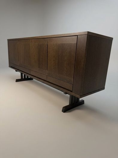 Mid-Century Modern Danish Stained Oak Architectural Sideboard Attributed to Skovby