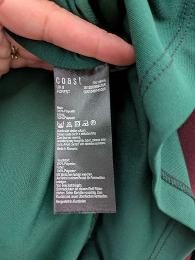 Forest Green belted occasion Oasis Dress size UK 8