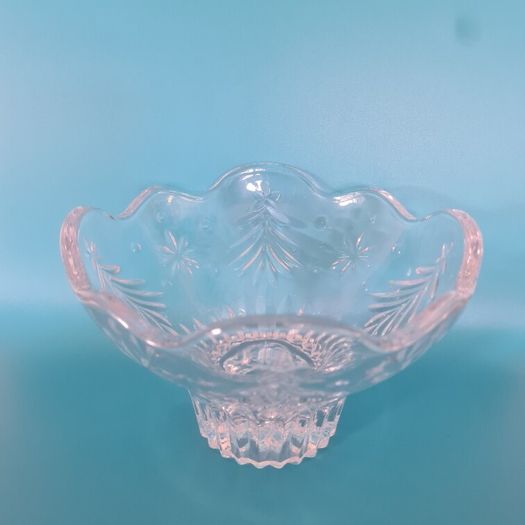 Footed Glass Bowl Candy Dish Small Christmas Tree