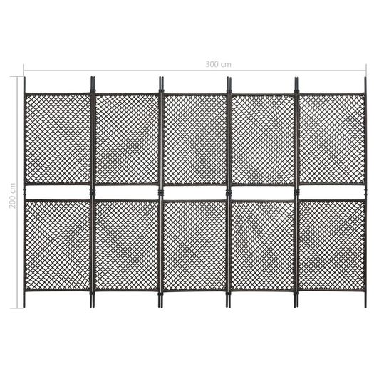 Fence Panel Poly Rattan 3x2 m Brown