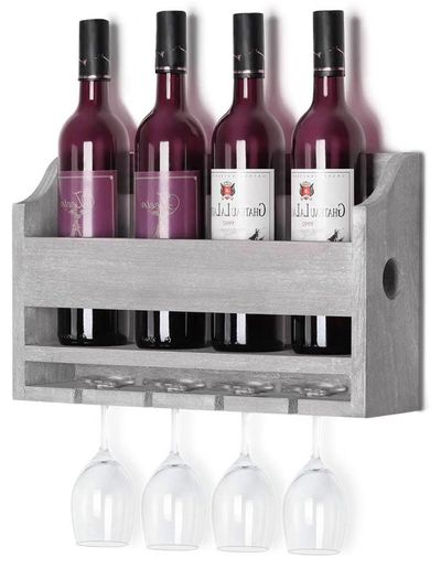 Wine shelf with glass holder