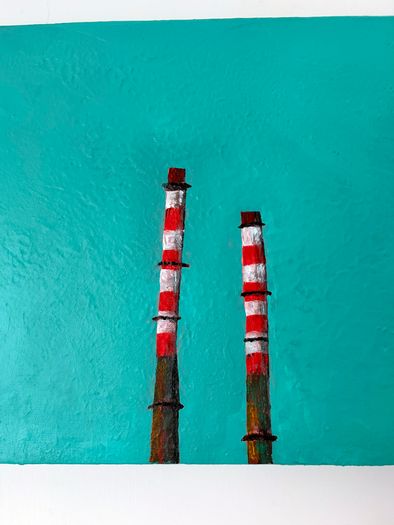 Poolbeg Chimneys Acrylic Art Painting on Deep Canvas