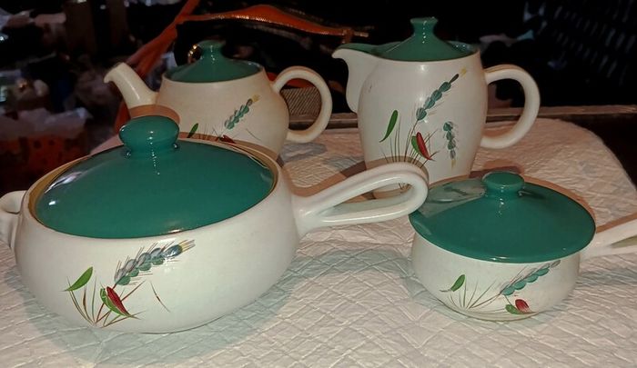 Signed Denby Green wheat set of 4