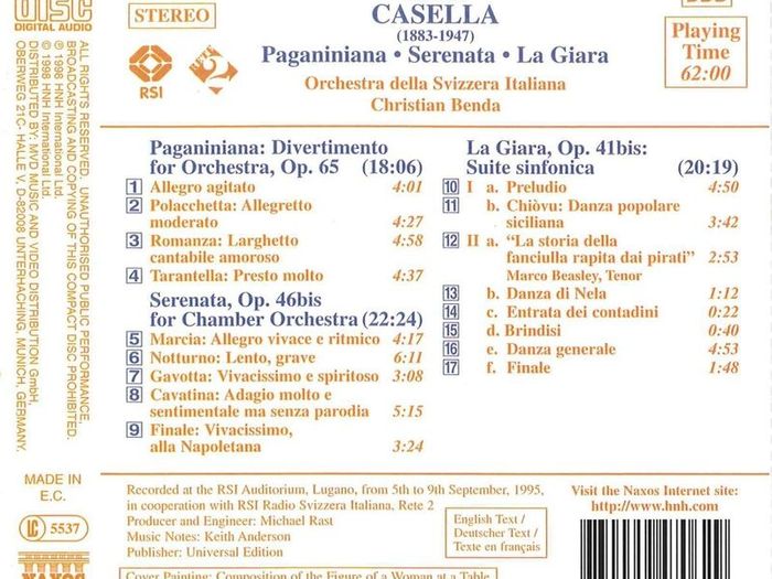 Casella. Paganiniana. Serenata. CD. Free Postage!