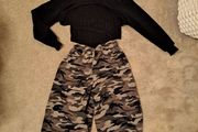 Girls 8-9 Military camouflage crop hoodie outfit