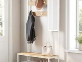 Coat Rack with mirror Coat Stand Modern Oak White