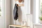 Coat Rack with mirror Coat Stand Modern Oak White