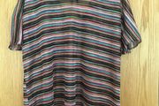 RI Metallic Threads Striped Cold Shoulder Top New       Missoni-like