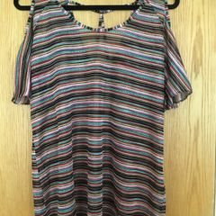 RI Metallic Striped Cold Shoulder Top New       Missoni-like