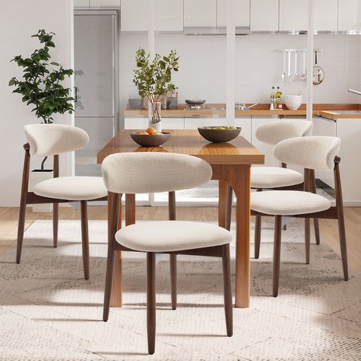 Set of 4 Solid Wood Upholstered Dining Chair