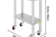 24 x 12 inch Stainless Steel Kitchen Worktable Commercial Work Bench Table with Caster Wheels &amp; Undershelf for Home Restaurant Storage