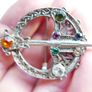 Vintage Scottish Celtic Penannular Style Brooch With Rhinestone Detailing, 80s 90s Jewellery. Image 4