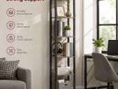 Industrial 6-Tier Bookshelf Tall Narrow
