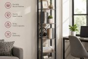 Industrial 6-Tier Bookshelf Tall Narrow