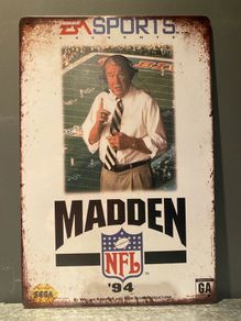 Madden 94 Game Tin Metal sign
