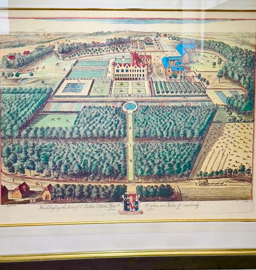 Pair of Very Large Reproduction Prints (4ft 6in x 3ft 9in) - Madingley Hall, Cambridge after Kip & Knyff (1707)