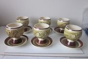 Vintage Toni Raymond High Glaze Pottery Prawn Cocktail Goblet Set 1970's