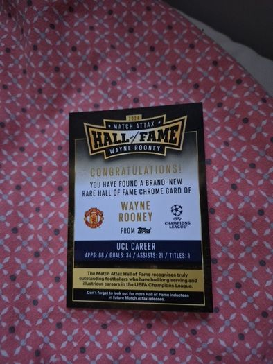 2024 Match Attax Wayne Rooney Hall of Fame Card