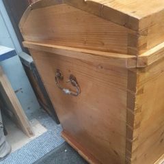victorian dome top pine trunk with candle box