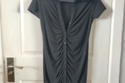 Black ruched front button through top, NEW LOOK