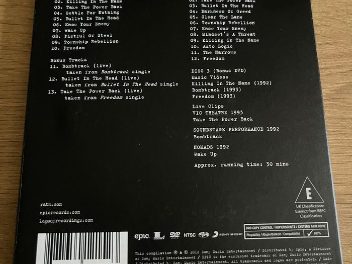Rage against the machine 20th Anniversary cd/dvd set