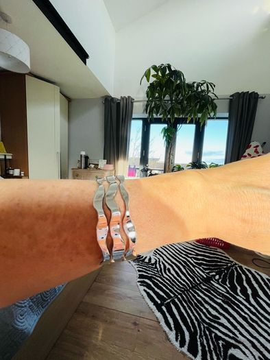 Silver bracelet and earrings