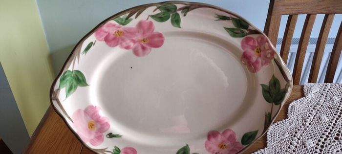 Vintage Franciscan Desert Rose hand decorated 14" oval serving platter made in Staffordshire England