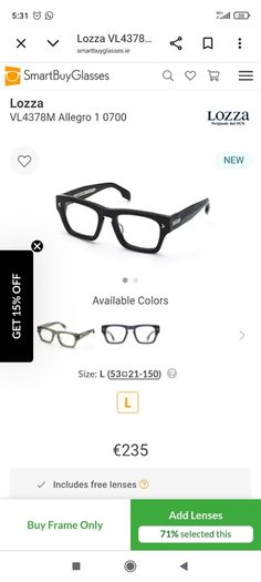 High end Italian made,Lozza prescription glasses