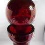 Bohemian Ruby Red Cut-to-Clear Glass Decanter. Etched Stag, Bird & Ferns. 36.5cm (14.4 inches). Ball Stopper Image 8