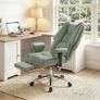 Executive Office Chair, Reclining Desk Chair with Footrest, Adjustable Armrests, Pet Friendly Faux Leather, Green Image 3
