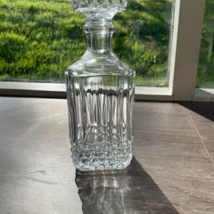 Heavy Cut Crystal Glass Square Whisky Decanter with Stopper 26cm 1.75kg