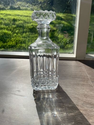 Heavy Cut Crystal Glass Square Whisky Decanter with Stopper 26cm 1.75kg